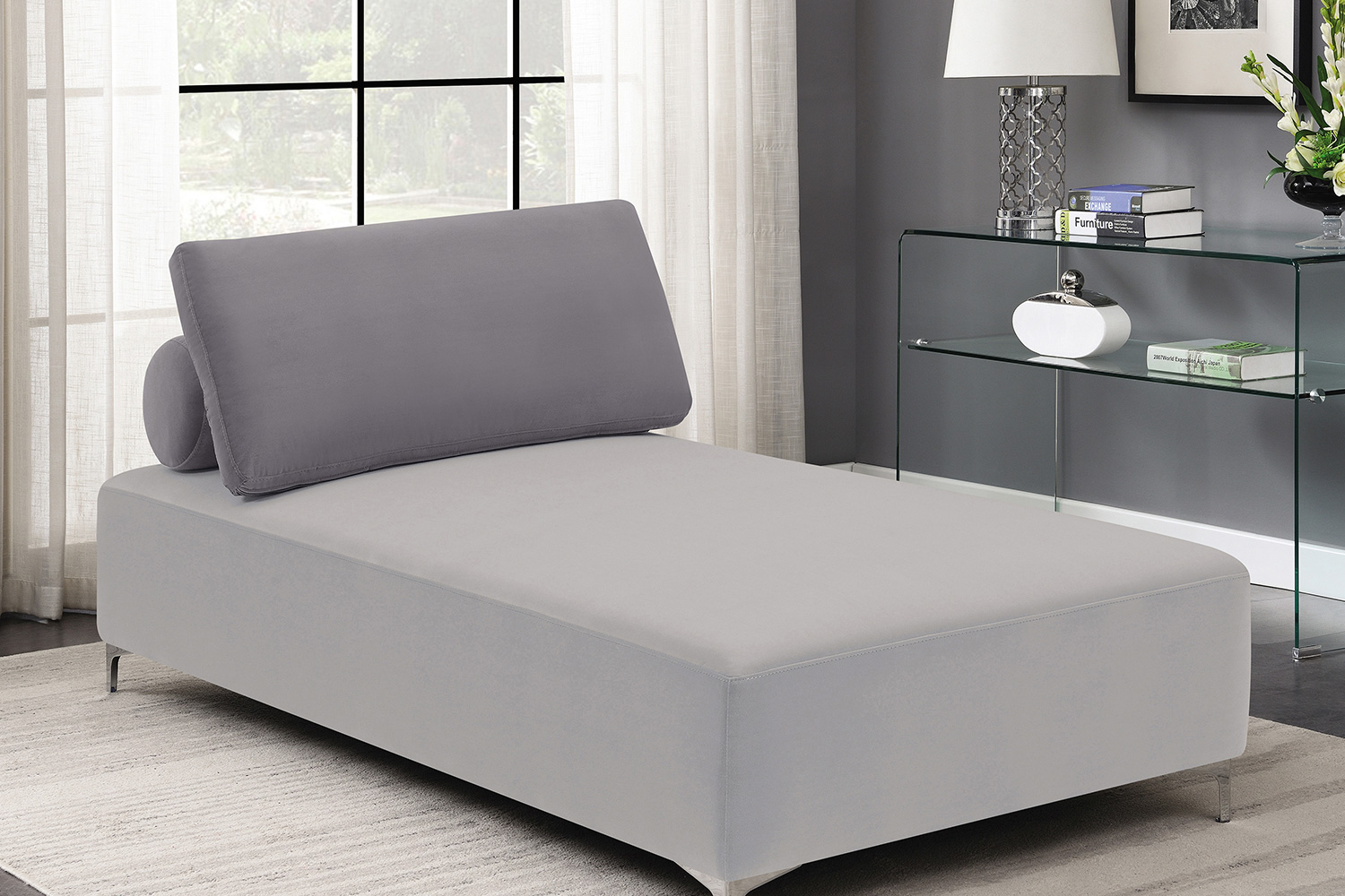 Coaster - Upholstered Accent Chaise With Removable Pillow in Gray