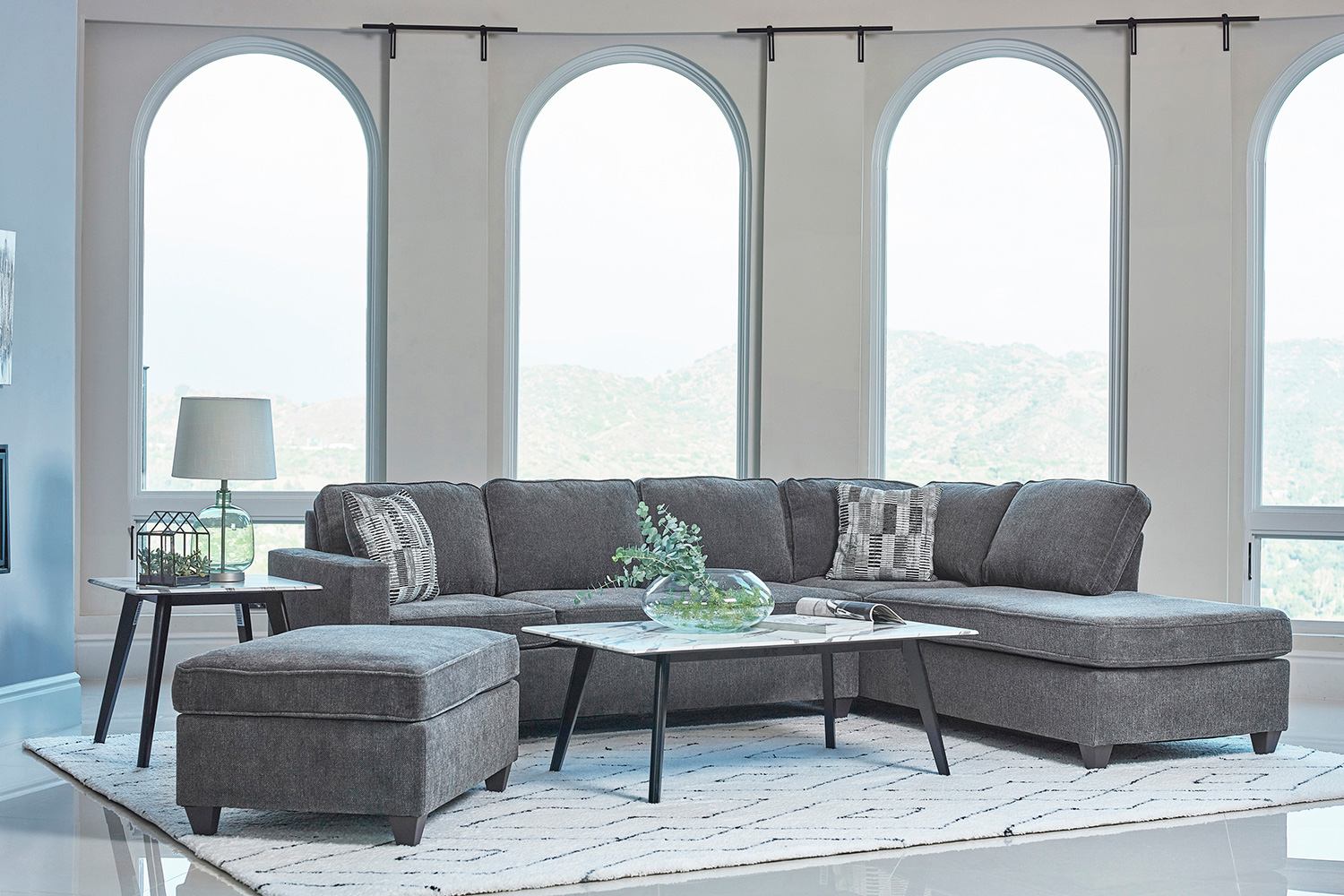 Coaster - Mccord 2-Piece Cushion Back Sectional in Dark Gray