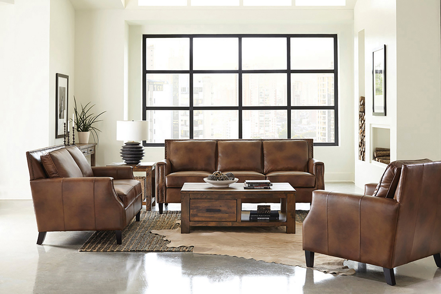 Coaster - Leaton Upholstered Recessed Arms Sofa in Brown Sugar