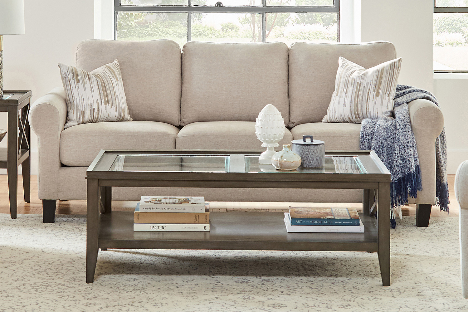 Coaster - Nadine Upholstered Round Arm Sofa in Oatmeal