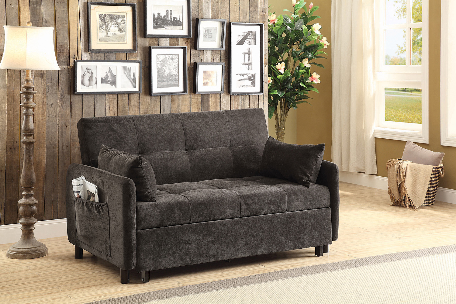 Coaster - Underwood Tufted Sleeper Sofa Bed in Charcoal