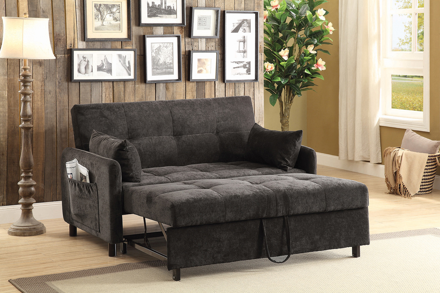 Coaster - Underwood Tufted Sleeper Sofa Bed in Charcoal