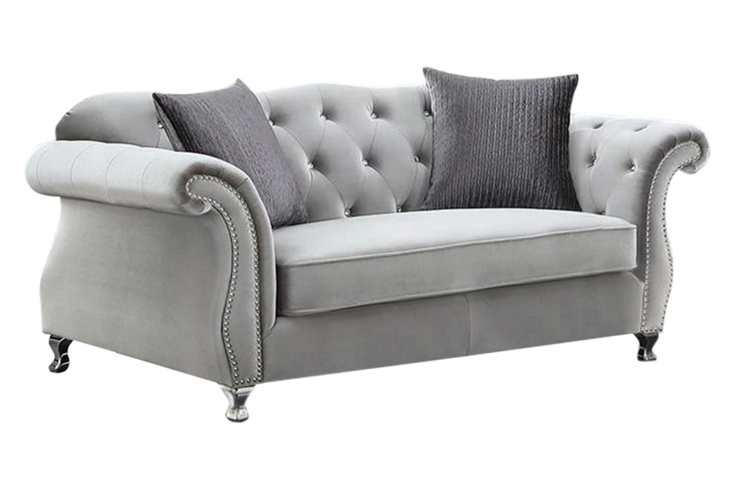 Coaster - Frostine Button Tufted Sofa in Silver