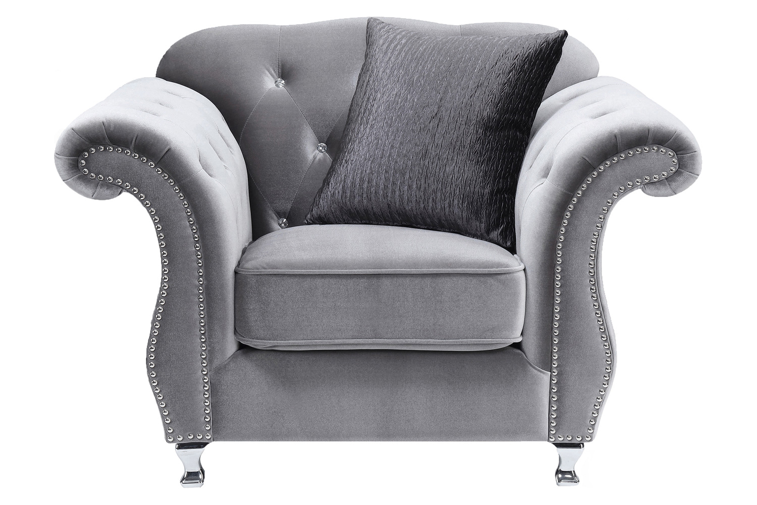 Coaster - Frostine Button Tufted Sofa in Silver