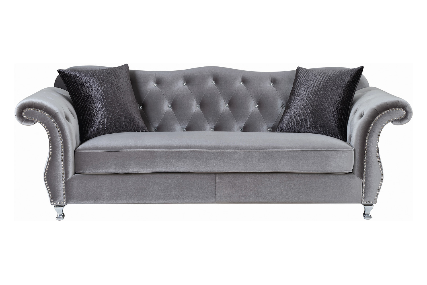 Coaster - Frostine Button Tufted Sofa in Silver