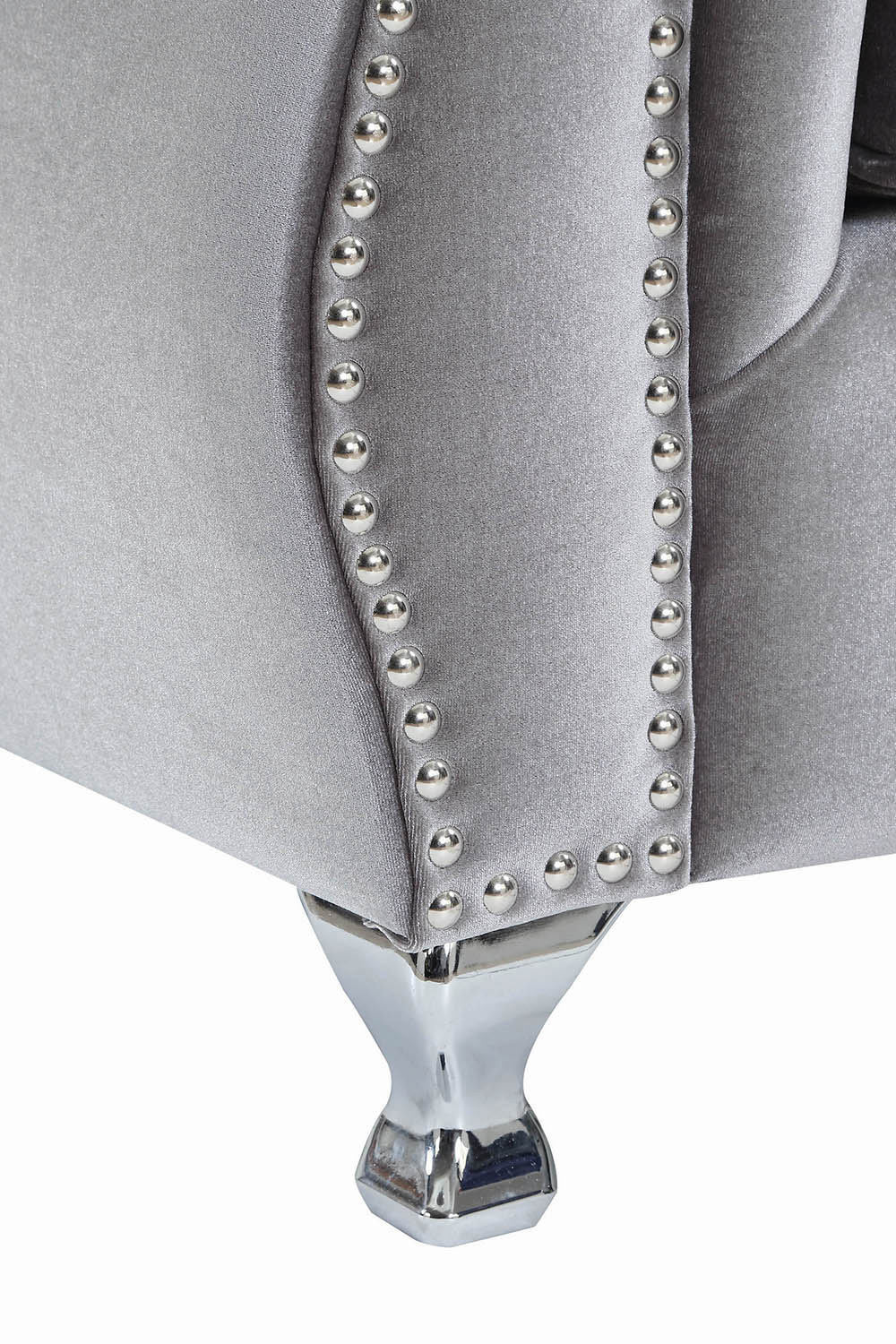 Coaster - Frostine Button Tufted Sofa in Silver