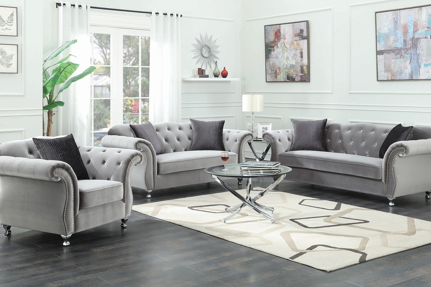 Coaster - Frostine Upholstered Tufted Living Room Set