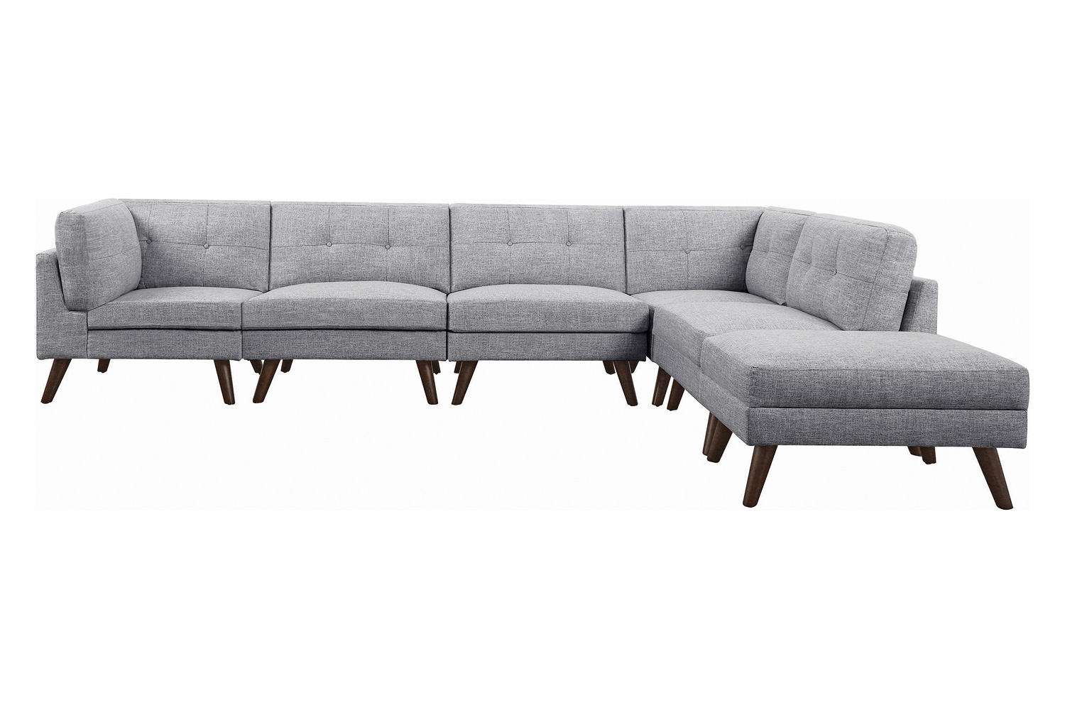 Coaster - Churchill Button Tufted Corner Sofa in Gray