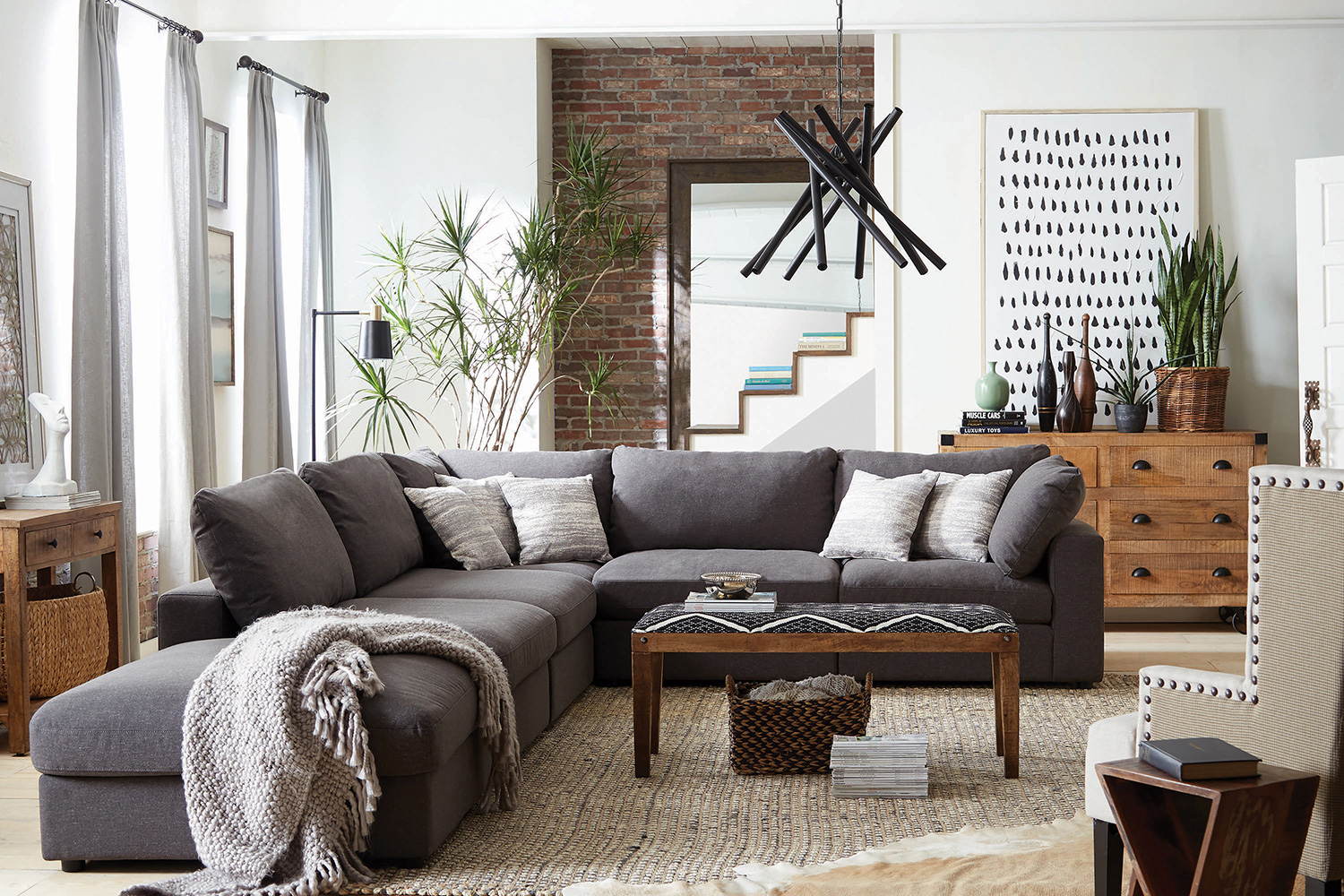 Coaster 6-Piece Upholstered Modular Sectional - Charcoal