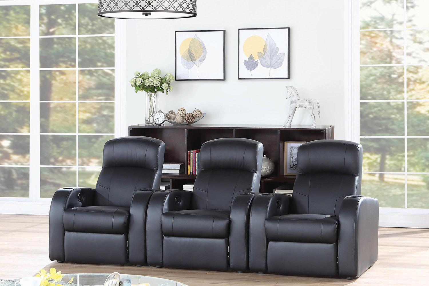 Coaster - Cyrus Home Theater Upholstered Recliner in Black