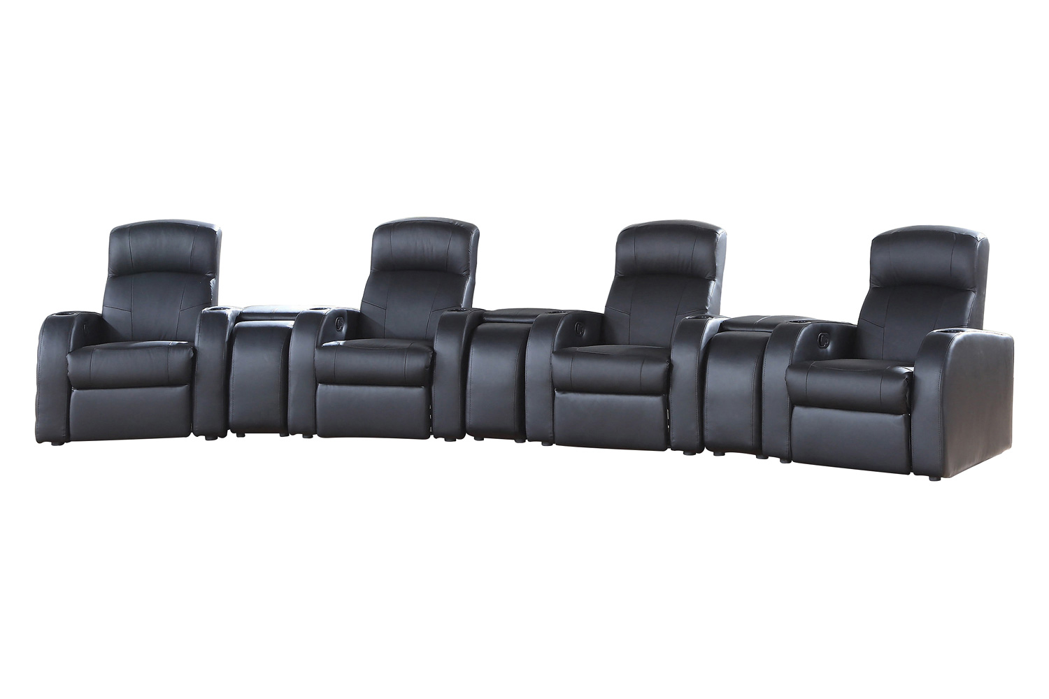 Coaster - Cyrus Upholstered Recliner Living Room Set in 4 Recliners And 3 Consoles, Black