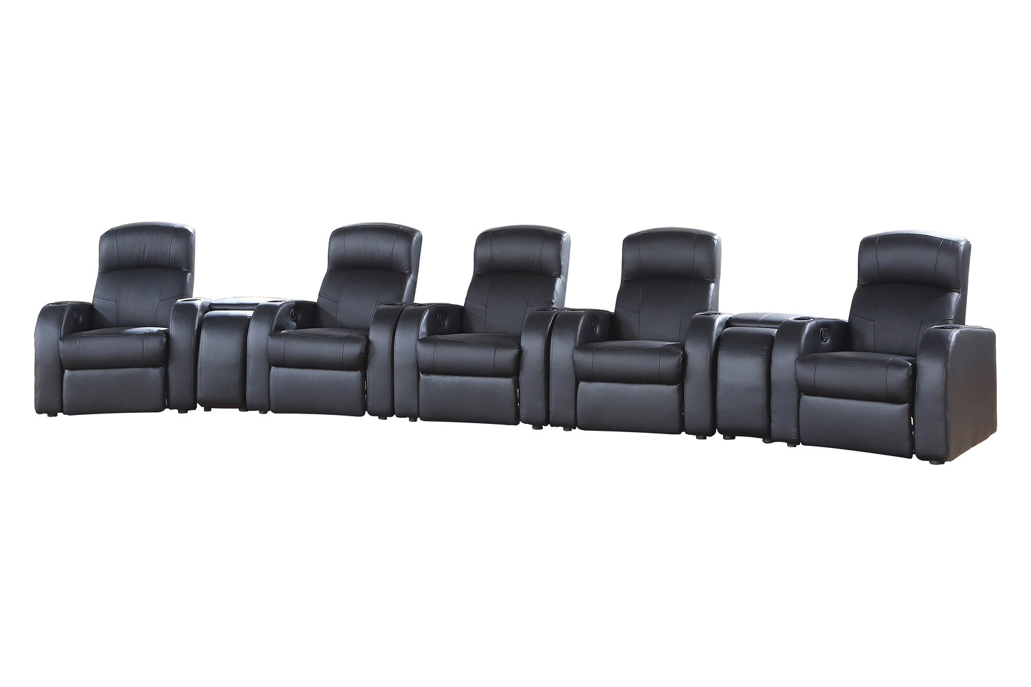 Coaster - Cyrus Upholstered Recliner Living Room Set in 5 Recliners And 2 Consoles, Black