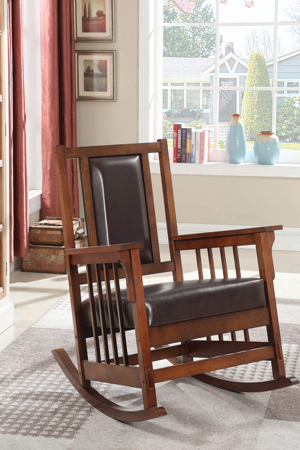 Coaster - Upholstered Rocking Chair in Tobacco/Dark Brown