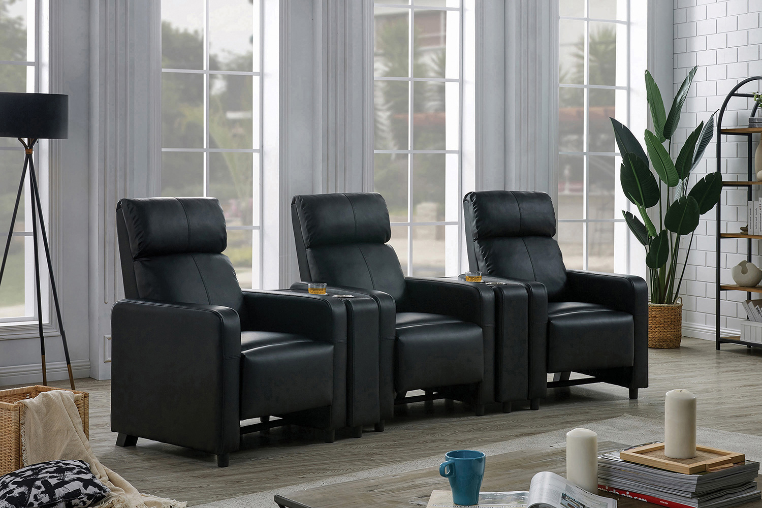 Coaster - Toohey Home Theater Push Back Recliner in Black