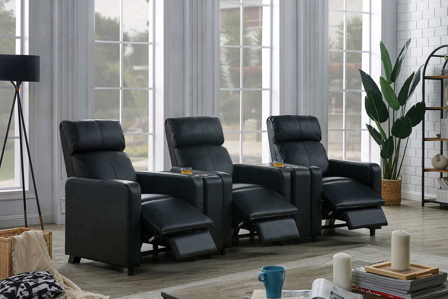 Coaster - Toohey Home Theater Push Back Recliner in Black