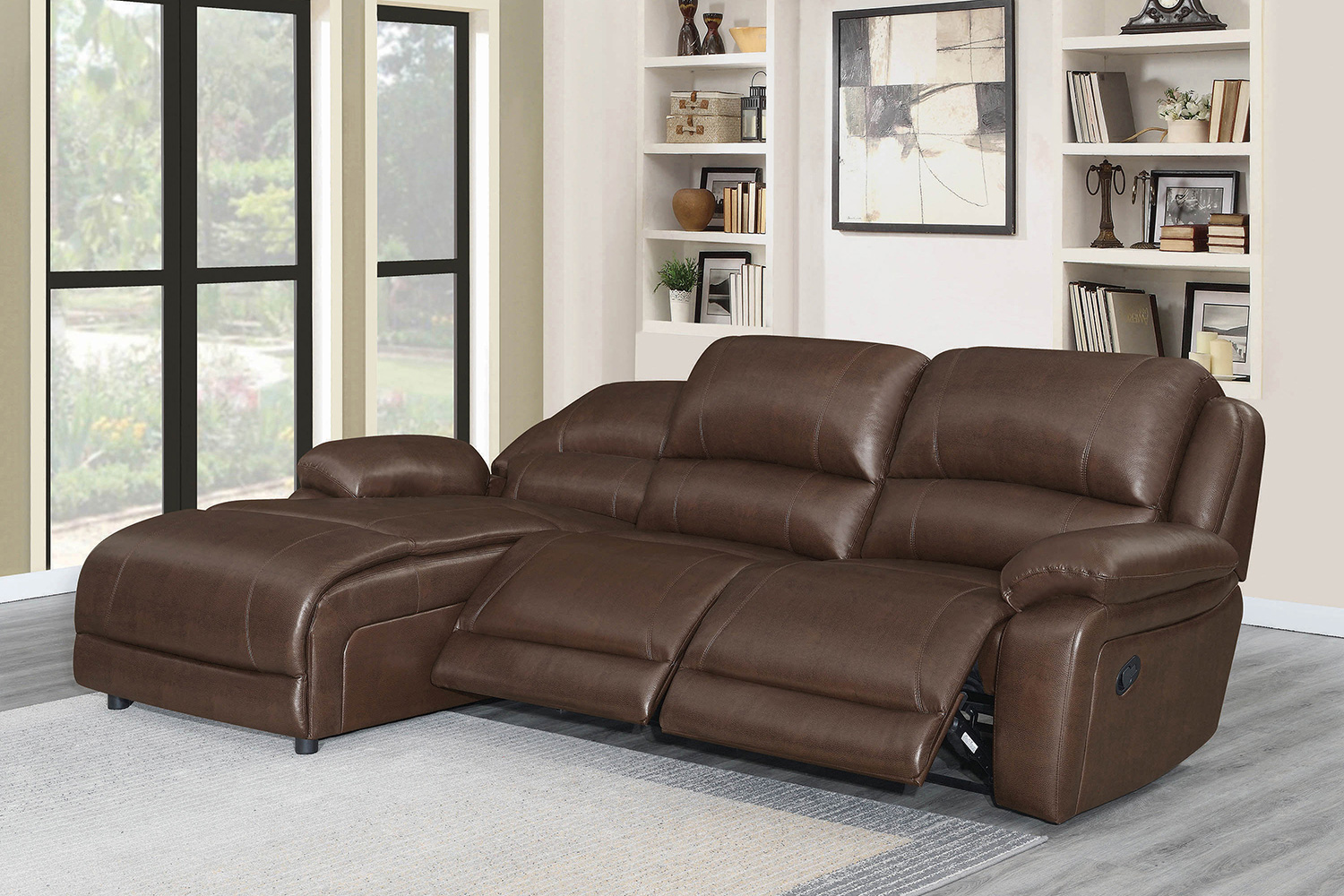 Coaster Mackenzie 3-Piece Upholstered Tufted Motion Sectional with Armless Recliner - Chestnut