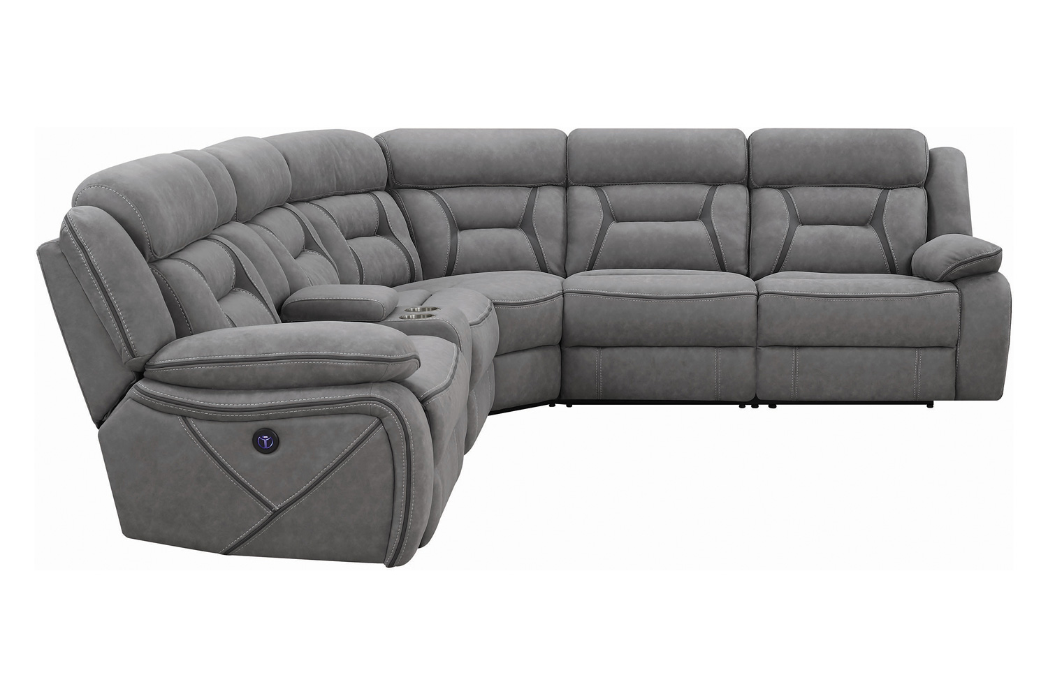 Coaster Higgins Four-Piece Upholstered Power Sectional - Gray