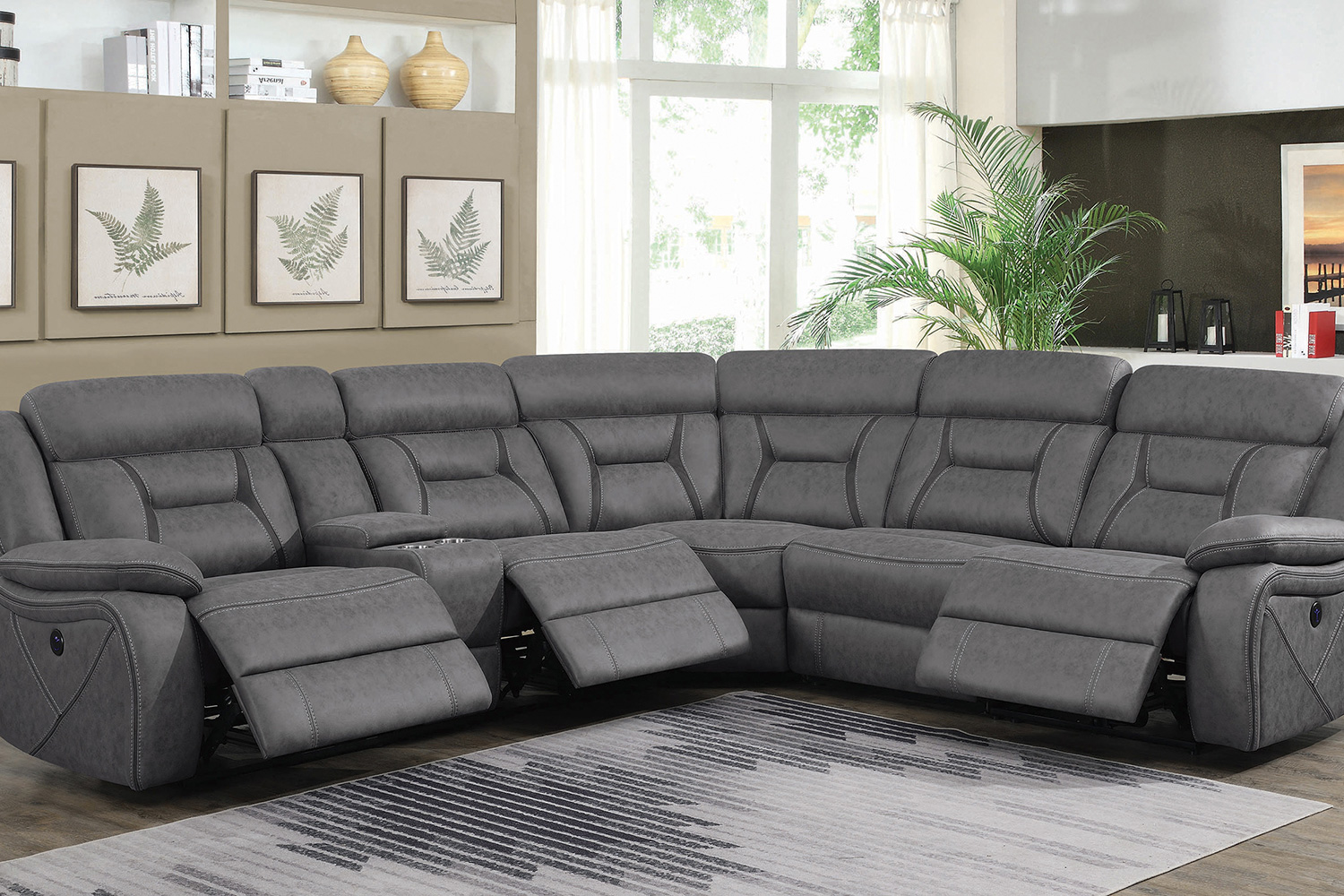 Coaster Higgins Four-Piece Upholstered Power Sectional - Gray