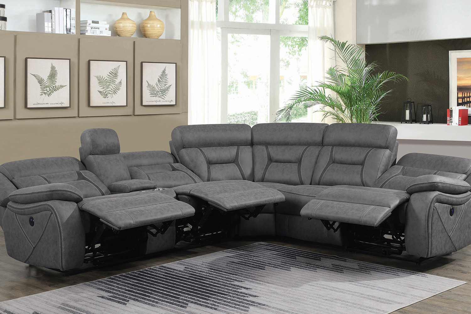 Coaster Higgins Four-Piece Upholstered Power Sectional - Gray