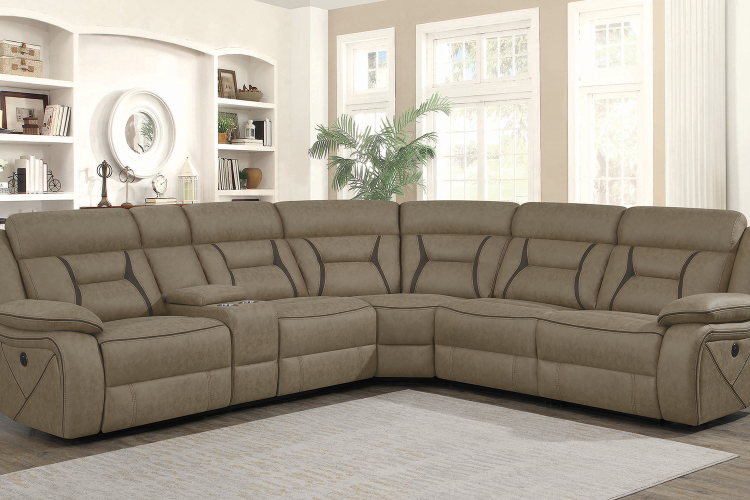 Coaster Higgins Four-Piece Upholstered Power Sectional - Tan