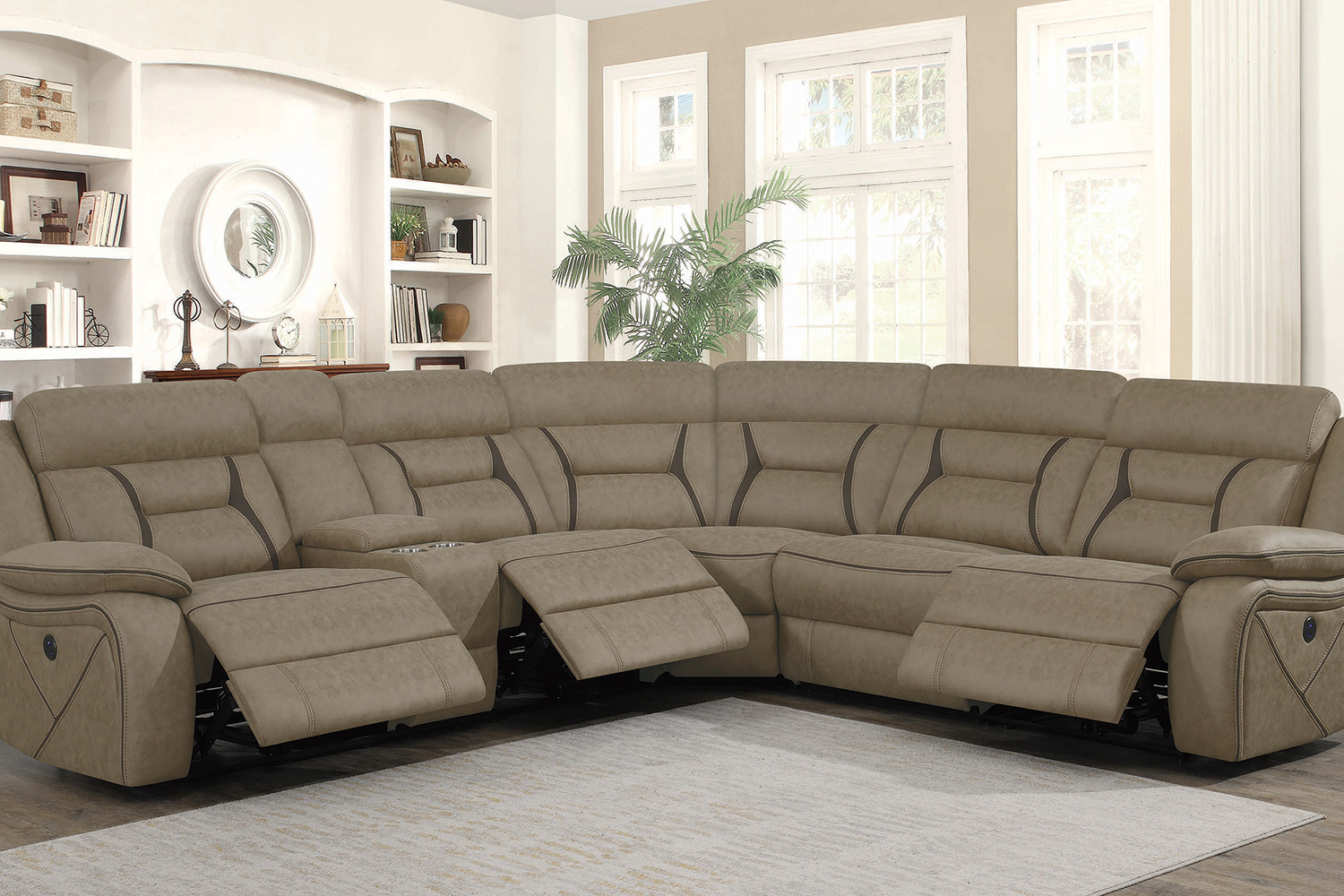 Coaster Higgins Four-Piece Upholstered Power Sectional - Tan