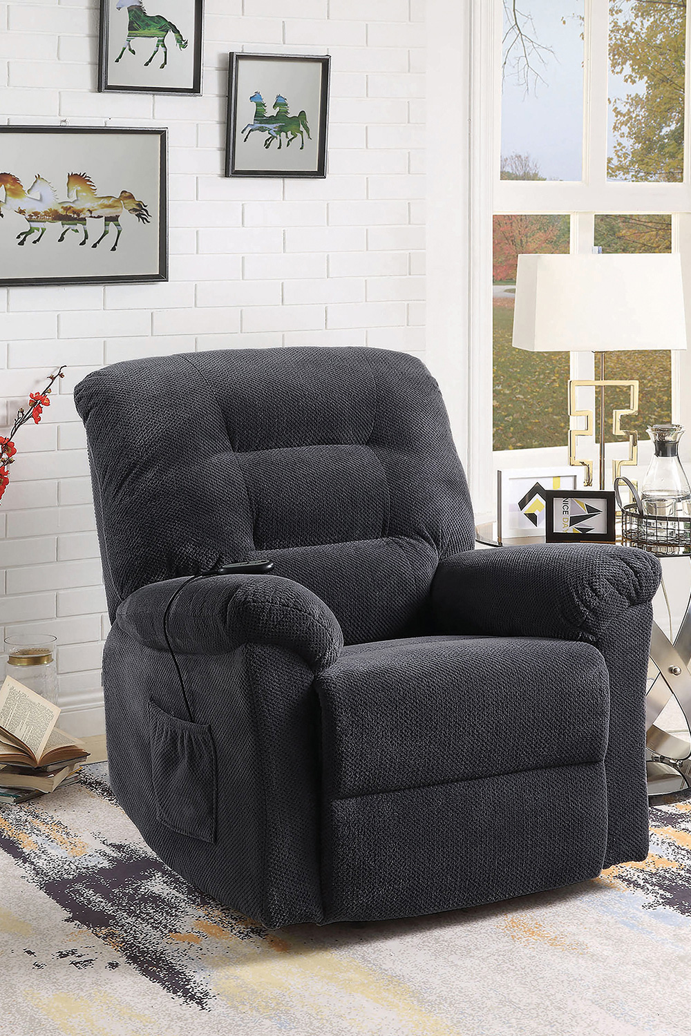 Coaster™ Upholstered Power Lift Recliner - Charcoal