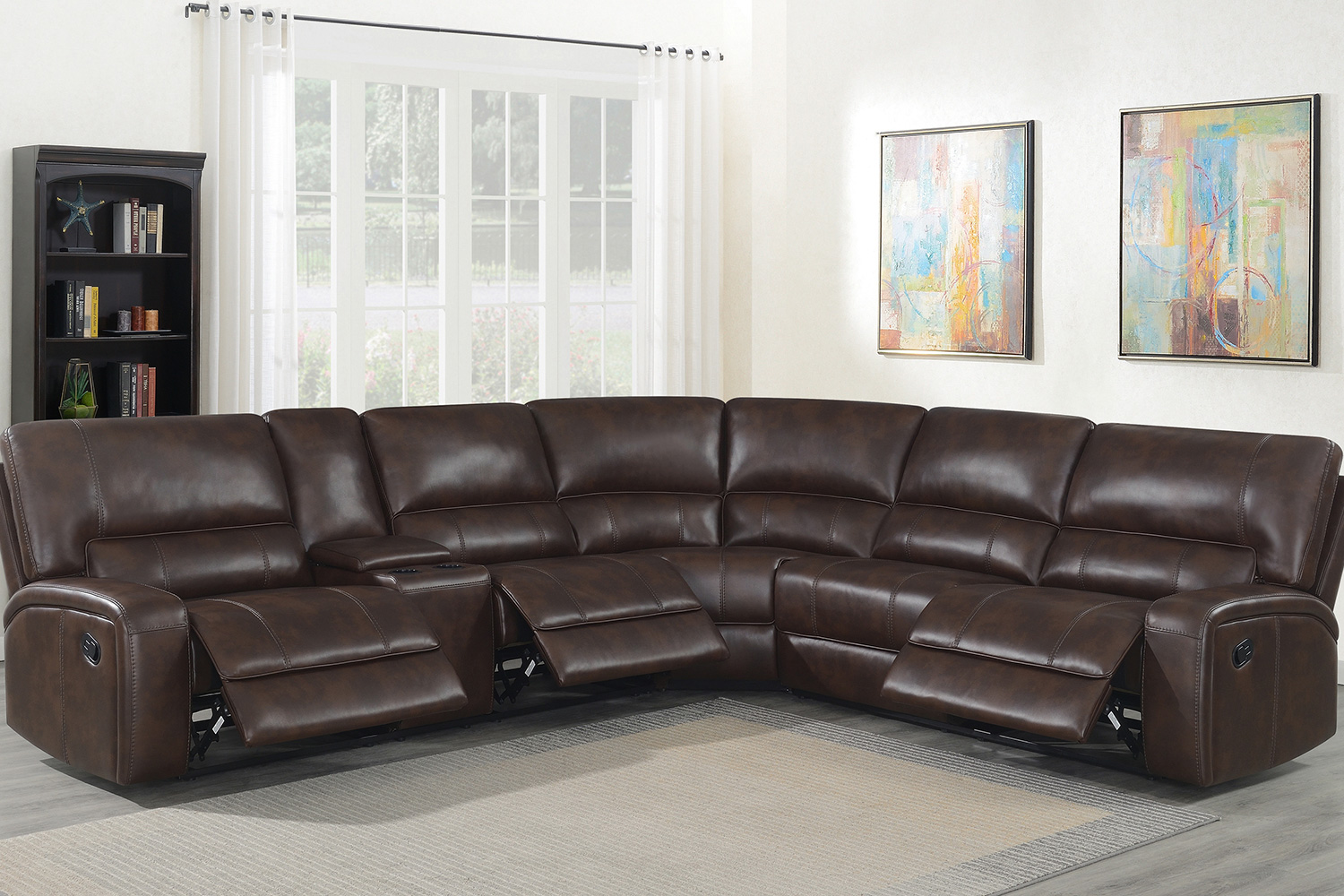 Coaster - Brunson 3-Piece Upholstered Motion Sectional in Brown