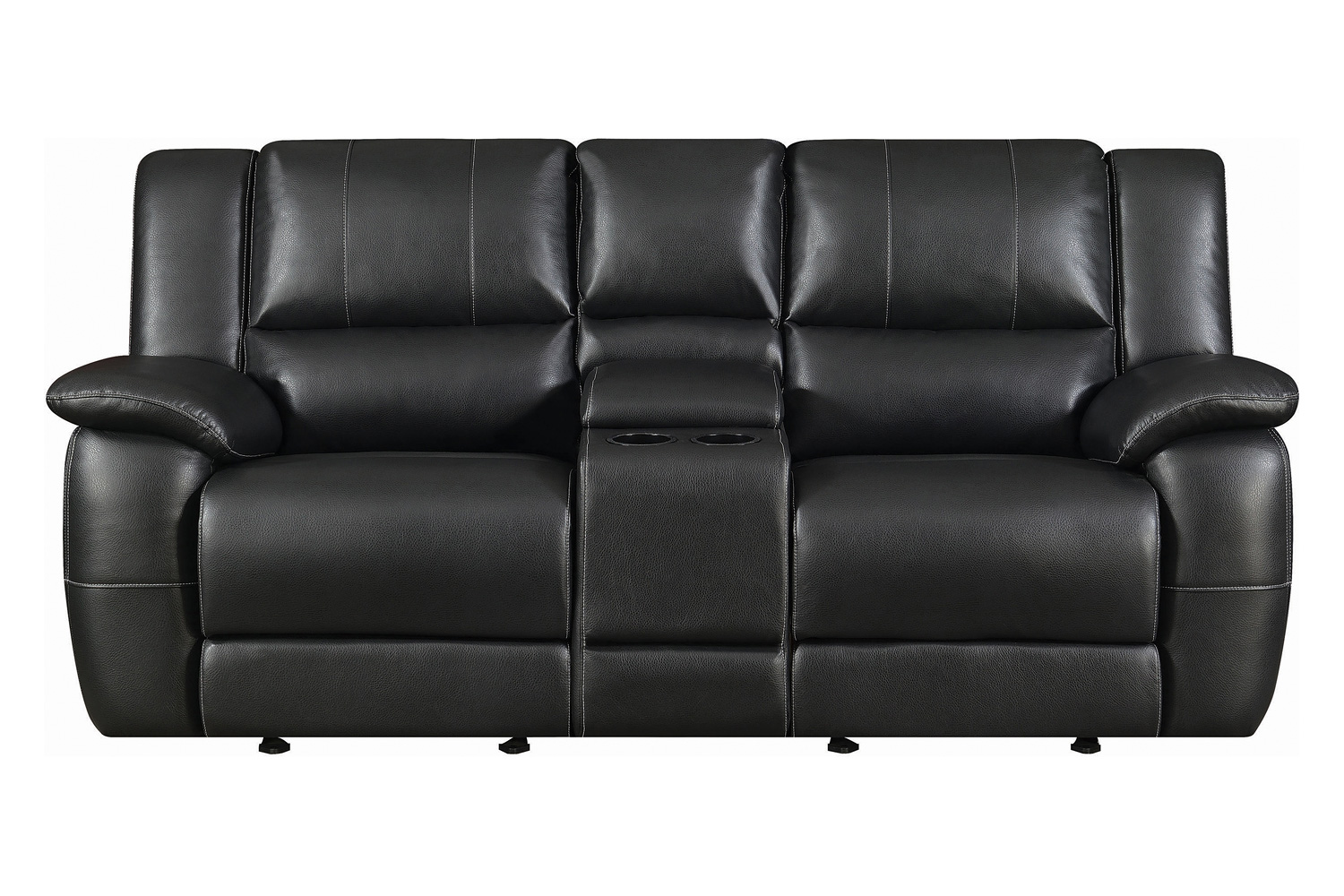 Coaster - Lee Glider Loveseat With Colsole in Black