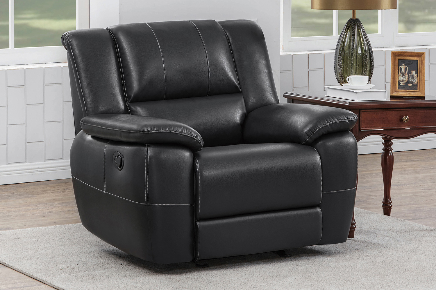 Coaster™ Lee Rolled Back Glider Recliner - Black