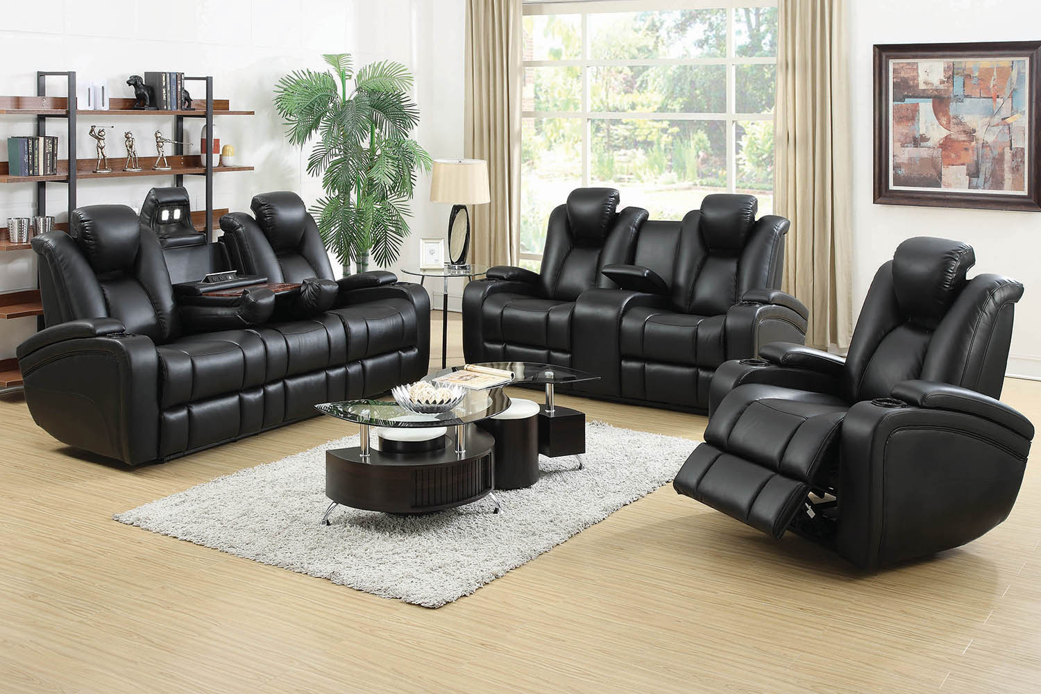 Coaster - Delange Power Loveseat With Headrests in Black