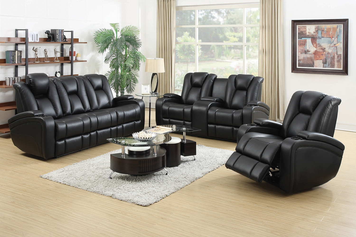 Coaster - Delange Power Loveseat With Headrests in Black