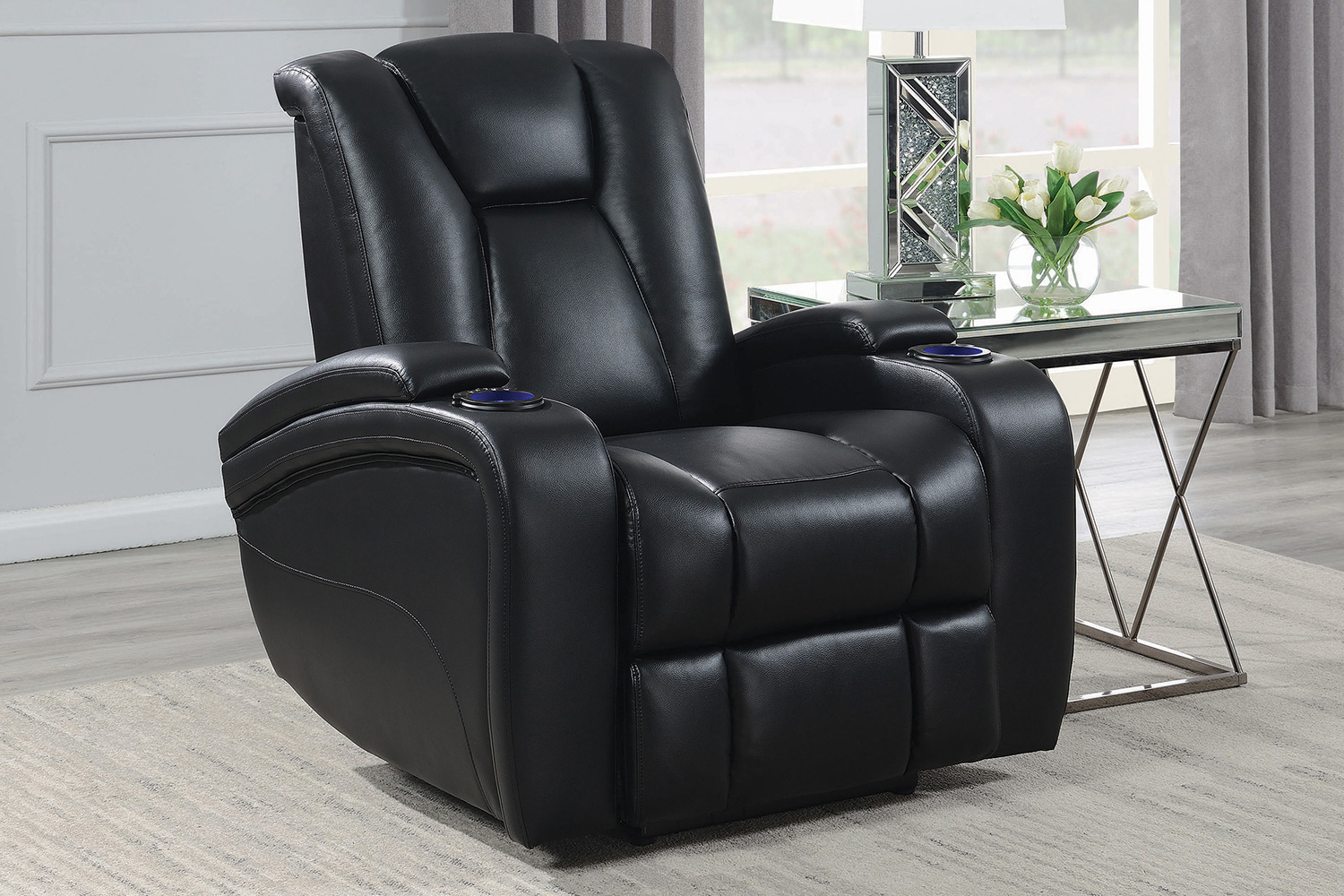 Coaster™ Delange Power Recliner With Headrest - Black