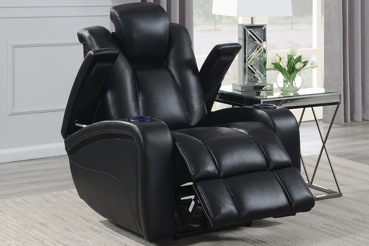 Coaster™ Delange Power Recliner With Headrest - Black