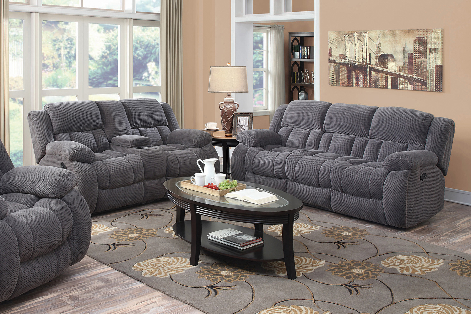 Coaster Weissman Pillow Top Arm Motion Sofa - Charcoal