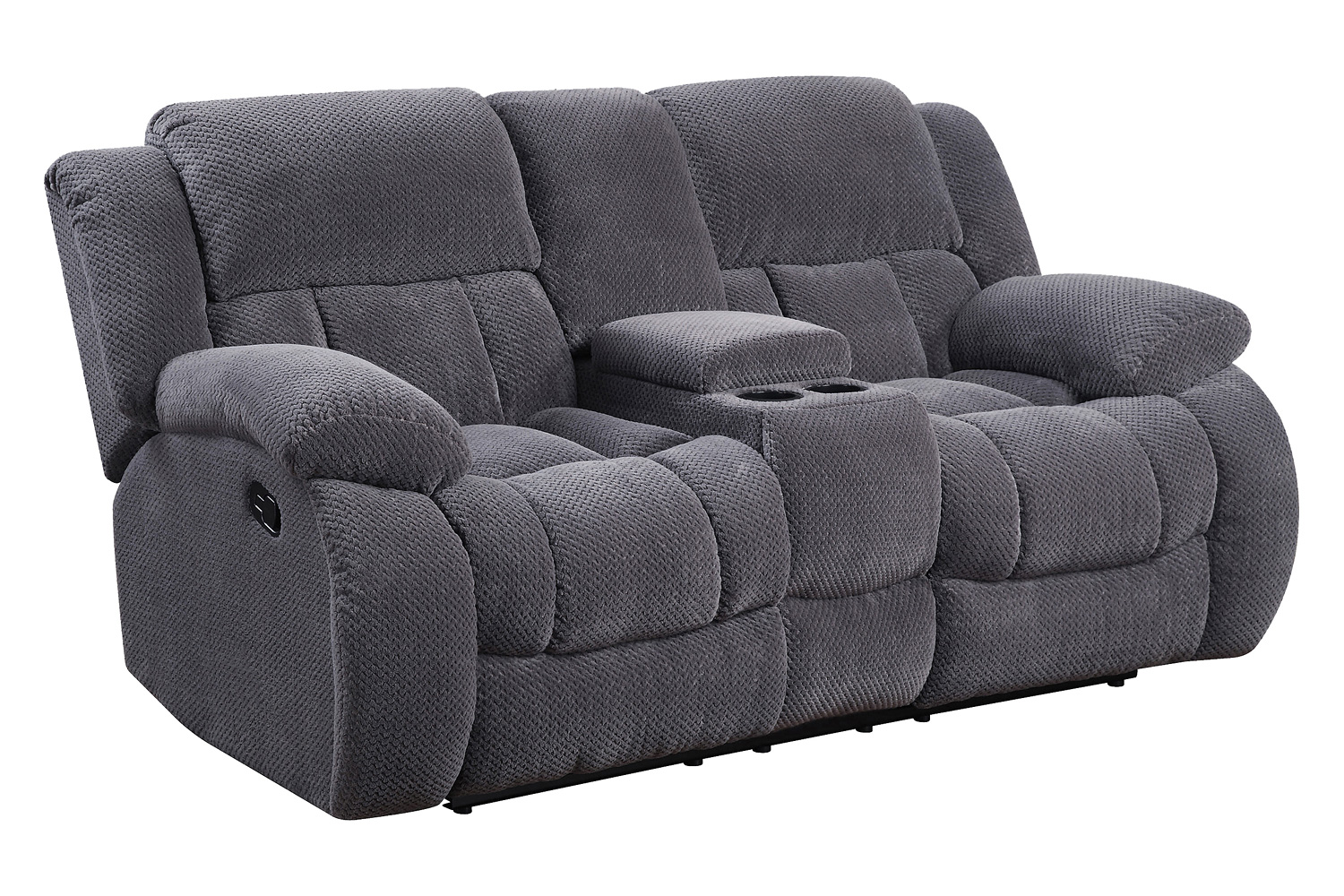 Coaster™ Weissman Upholstered Tufted Living Room Set with Glider Recliner - Charcoal