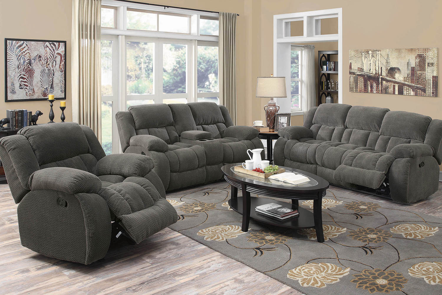 Coaster Weissman Motion Loveseat with Console - Charcoal