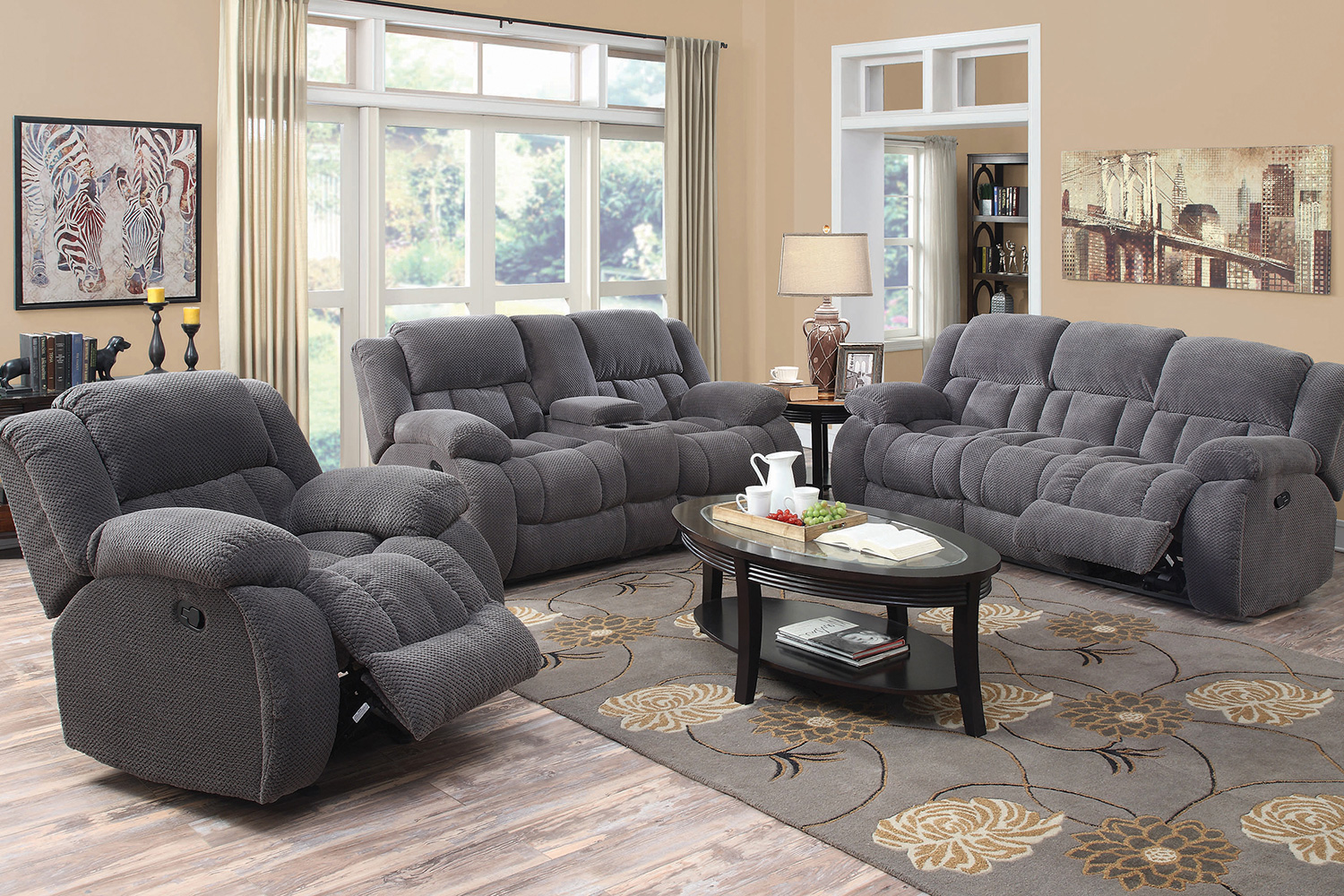 Coaster Weissman Motion Loveseat with Console - Charcoal