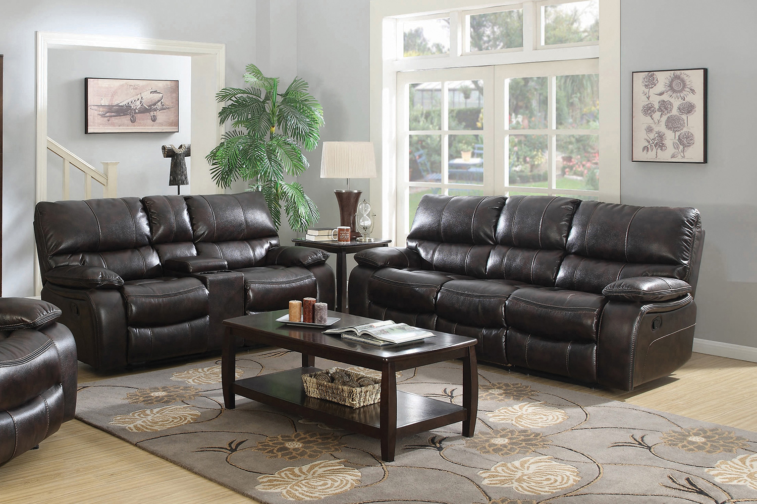 Coaster - Willemse Motion Sofa With Drop-Down Table in Dark Brown