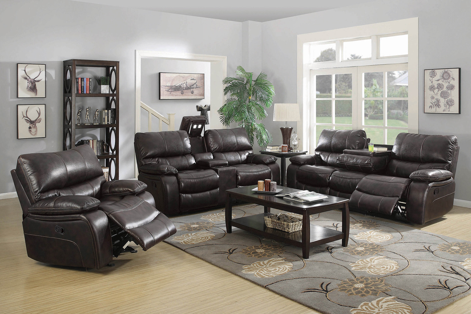 Coaster - Willemse Motion Sofa With Drop-Down Table in Dark Brown