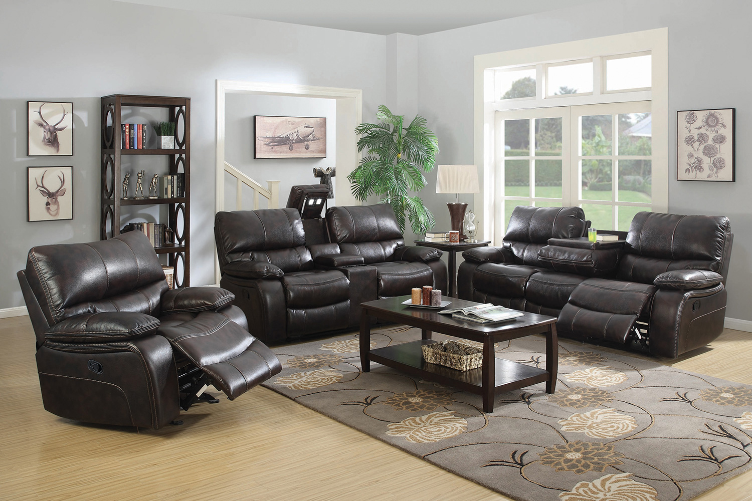 Coaster - Willemse Motion Sofa With Drop-Down Table in Dark Brown