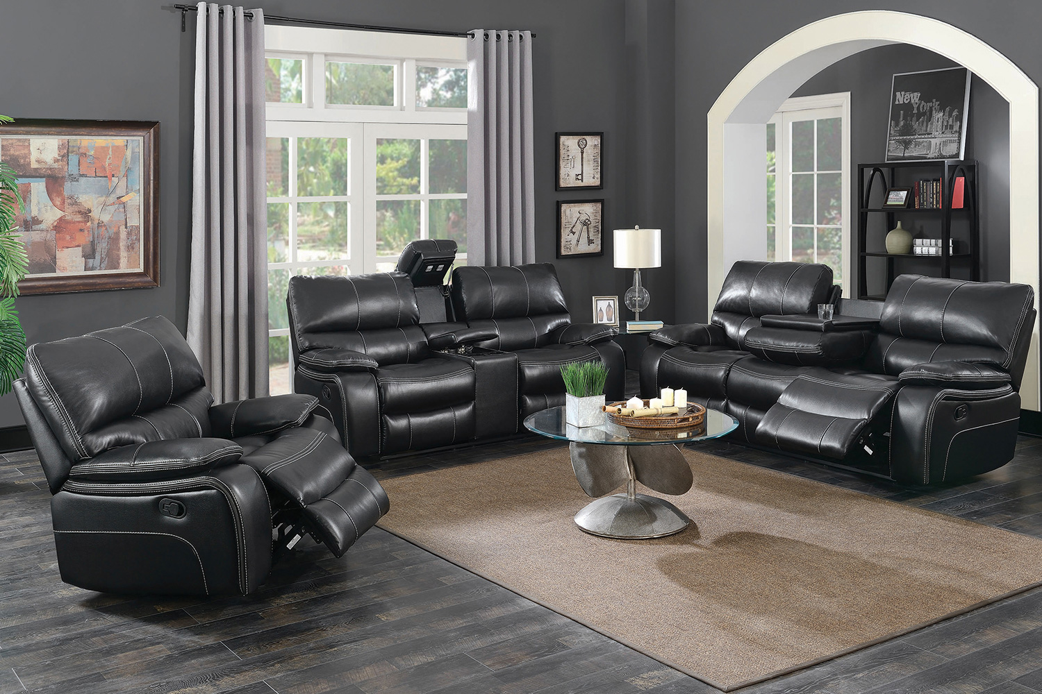 Coaster Willemse Motion Loveseat with Console - Black