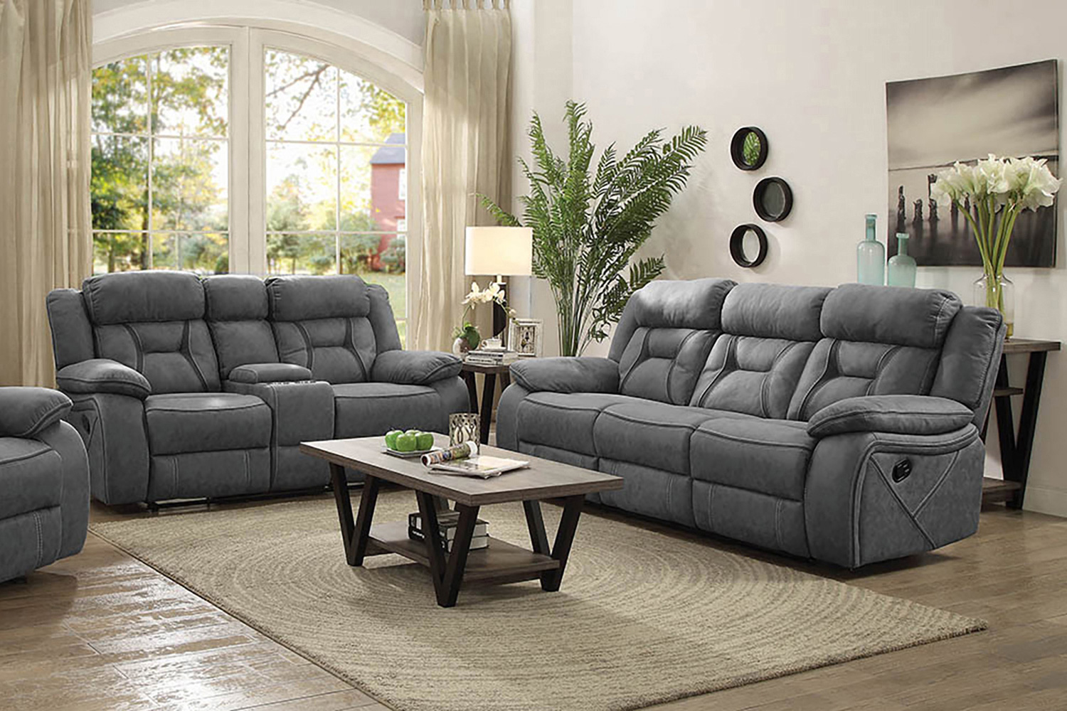 Coaster Higgins Pillow Top Arm Upholstered Motion Sofa - Gray