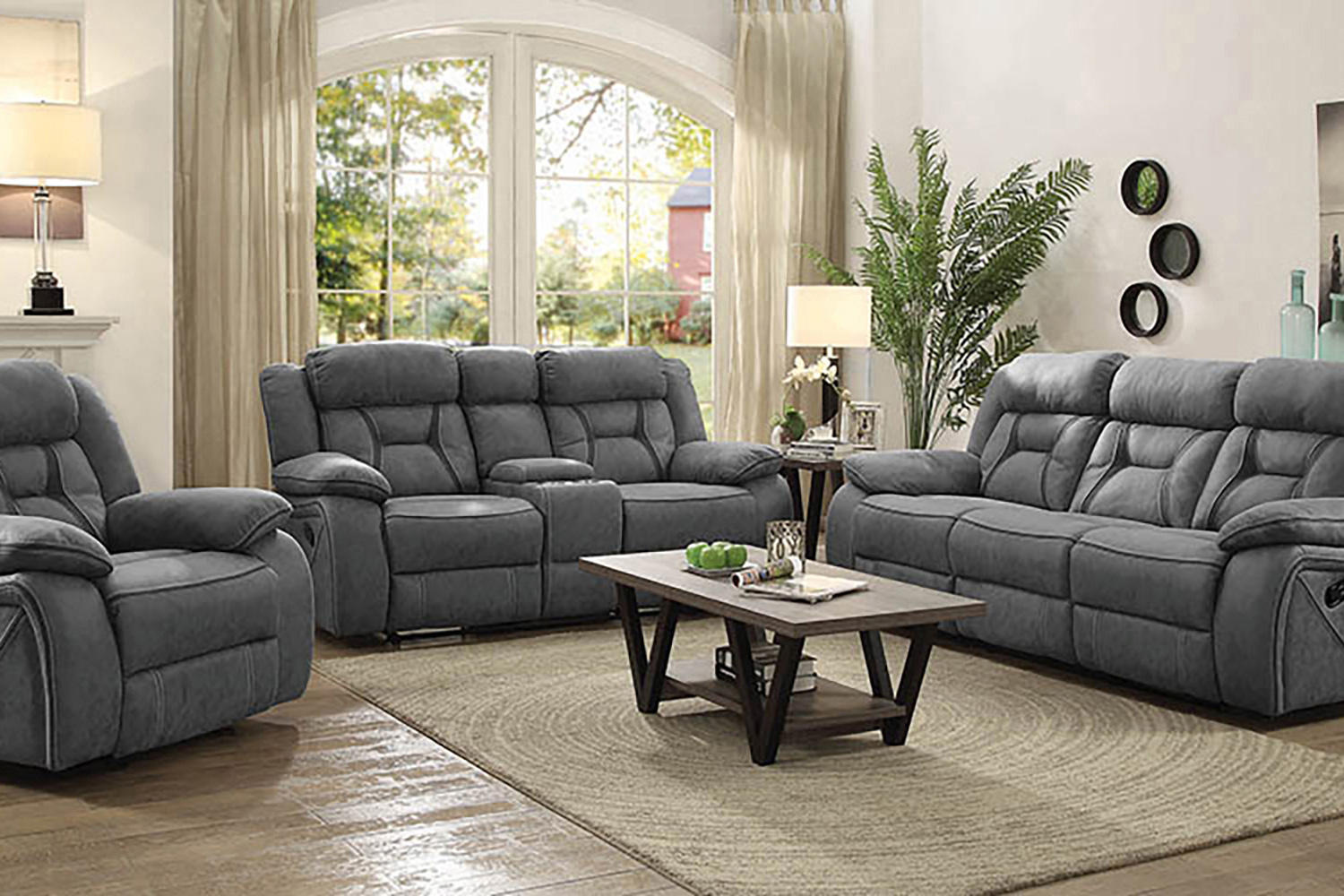 Coaster Higgins Pillow Top Arm Upholstered Motion Sofa - Gray