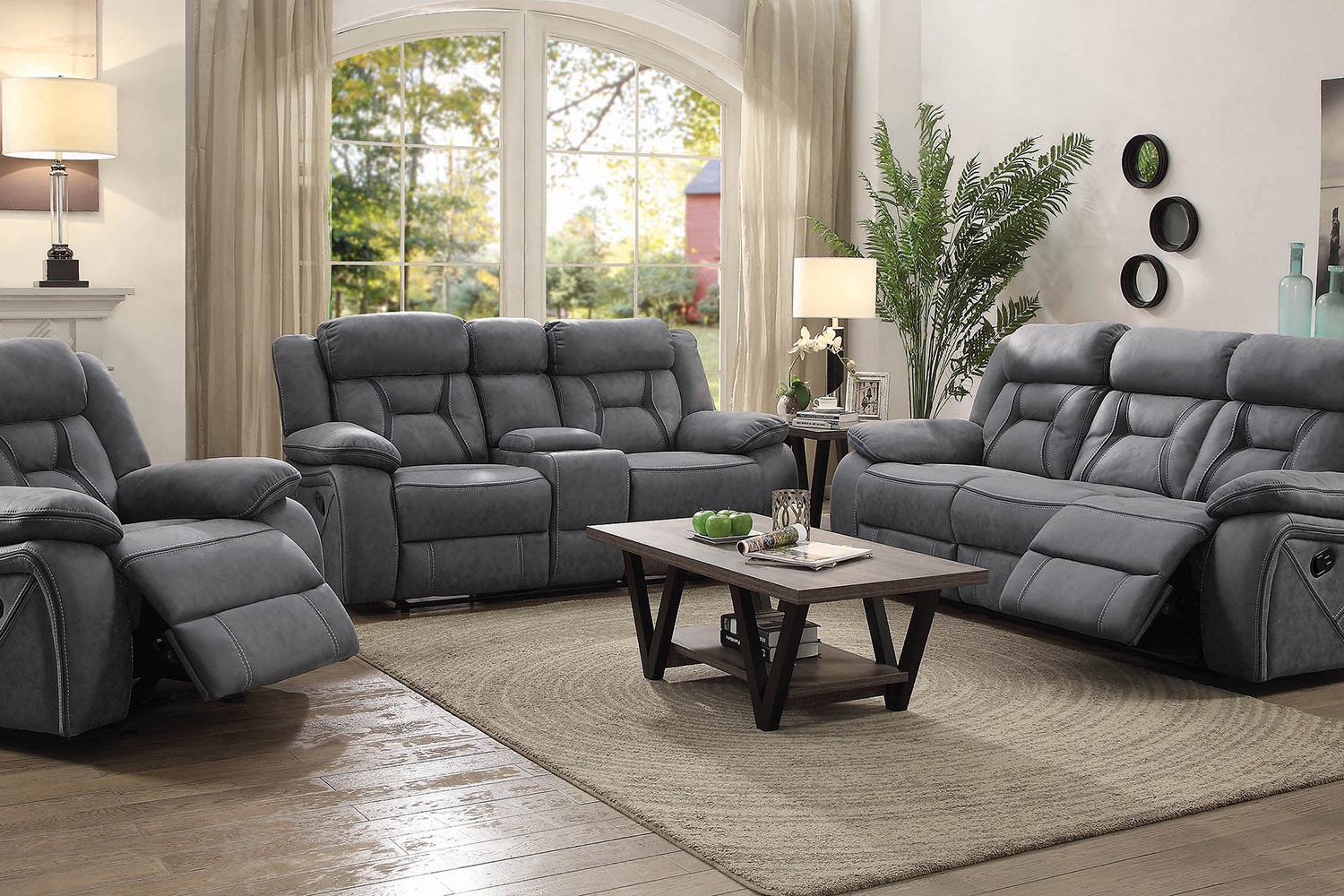 Coaster Higgins Pillow Top Arm Upholstered Motion Sofa - Gray