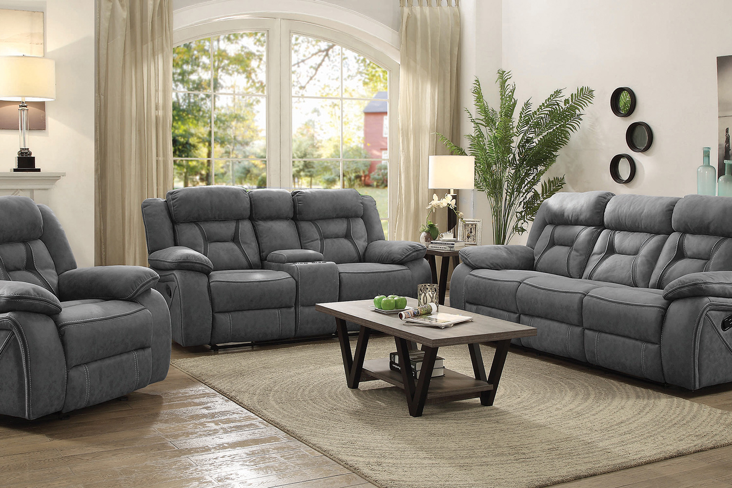 Coaster Higgins Pillow Top Arm Upholstered Motion Sofa - Gray