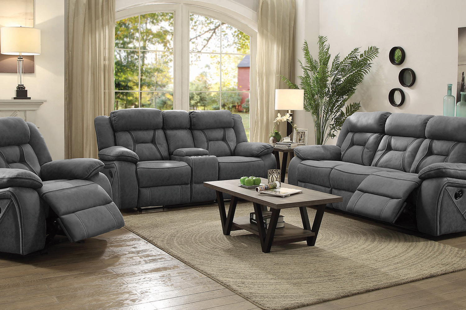 Coaster Higgins Pillow Top Arm Upholstered Motion Sofa - Gray