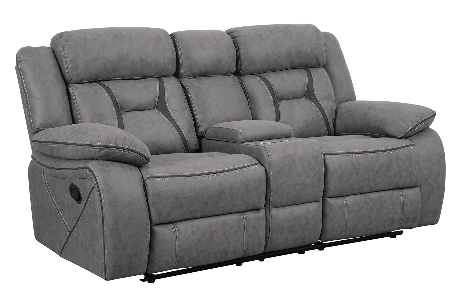 Coaster Higgins Upholstered Tufted Living Room Set with Glider Recliner - Gray