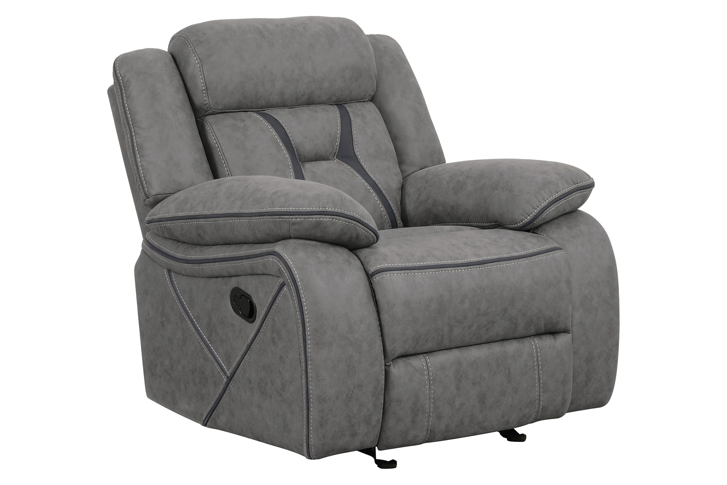 Coaster Higgins Upholstered Tufted Living Room Set with Glider Recliner - Gray