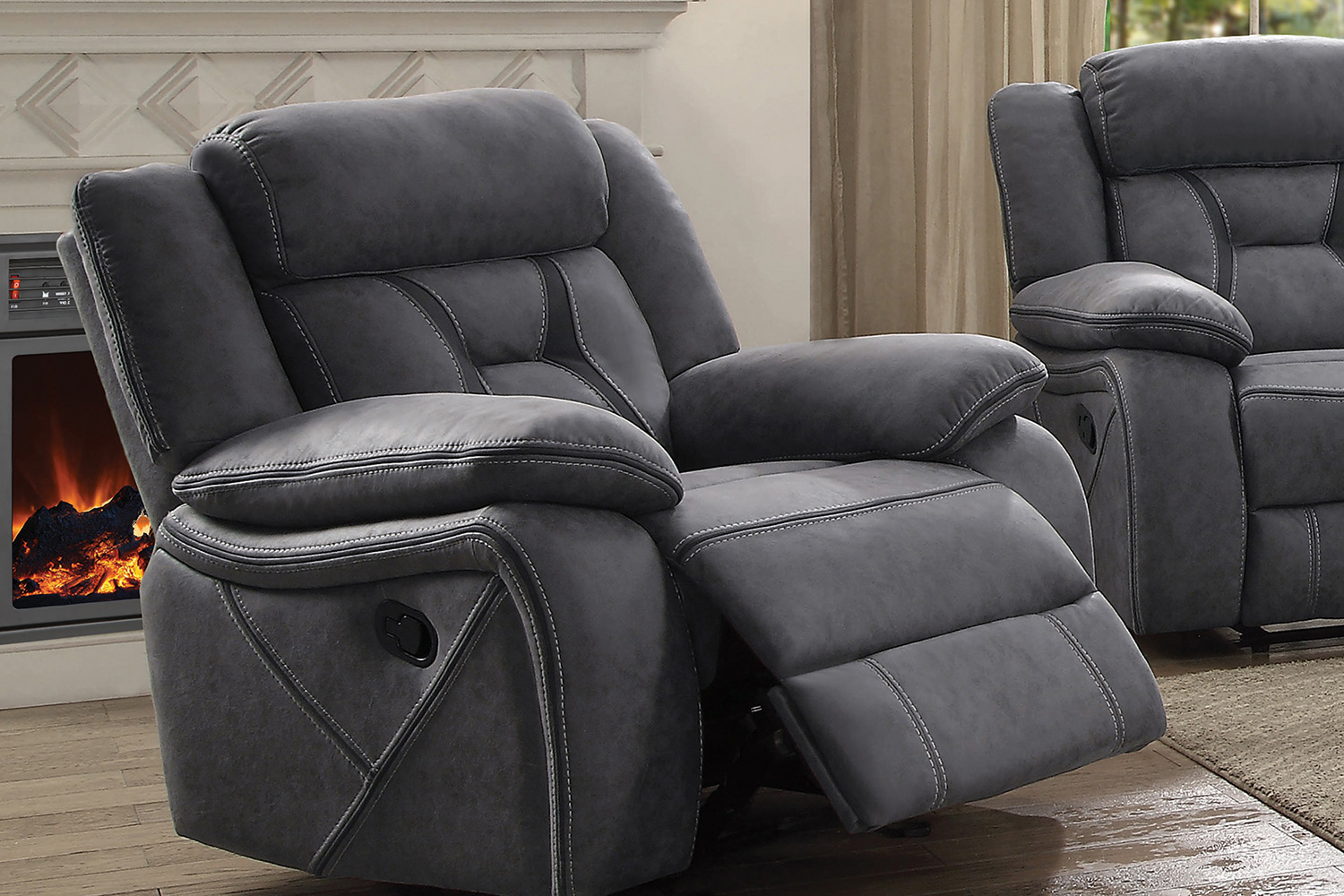 Coaster™ Higgins Overstuffed Upholstered Glider Recliner - Gray