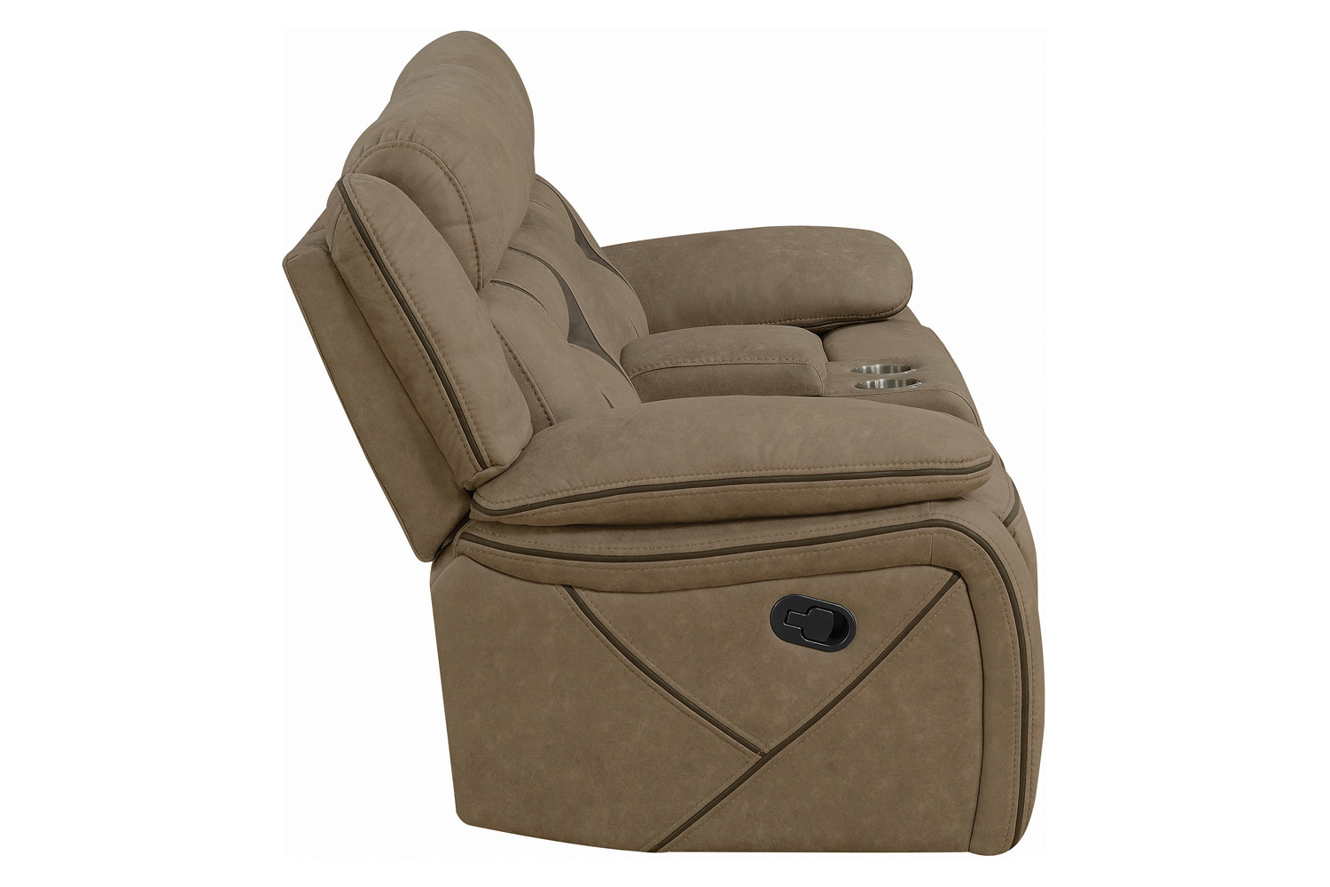 Coaster Higgins Pillow Top Arm Motion Loveseat with Console - Tan